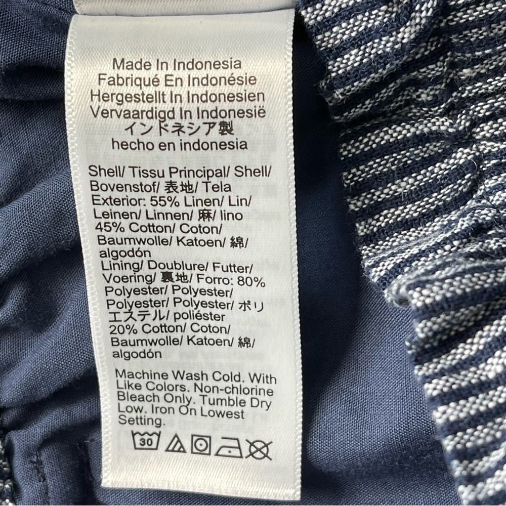 J Crew Linen-cotton paper-bag mini skirt Navy/White Striped Size Medium - Picture 10 of 11
